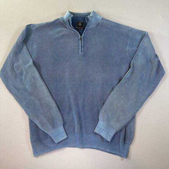 Vintage F/X Fusion Quarter Zip Sweater Mens L Blue Velvet Cotton Grandpa - Picture 1 of 4